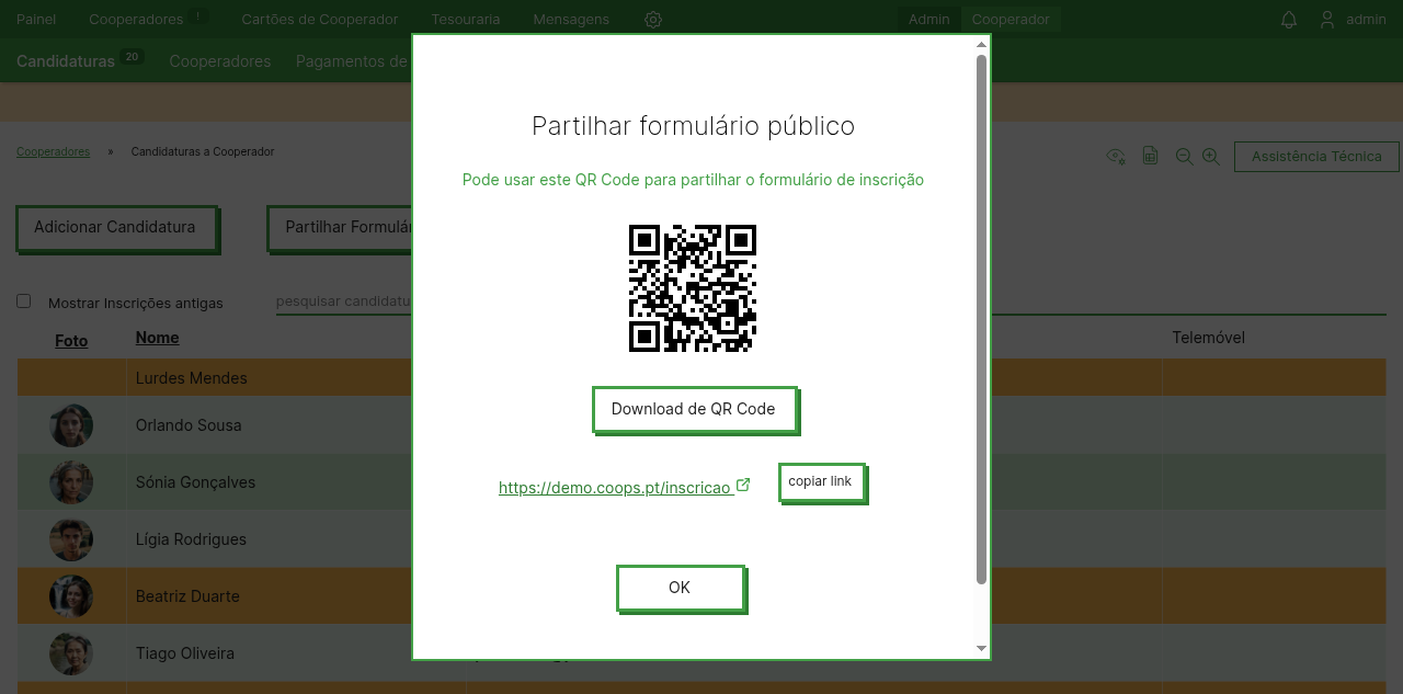 Partilhar formulário